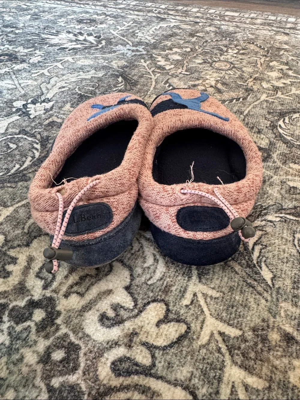 L.L. Bean Kids' Pink Slipper Shoes with Blue Dog Motif